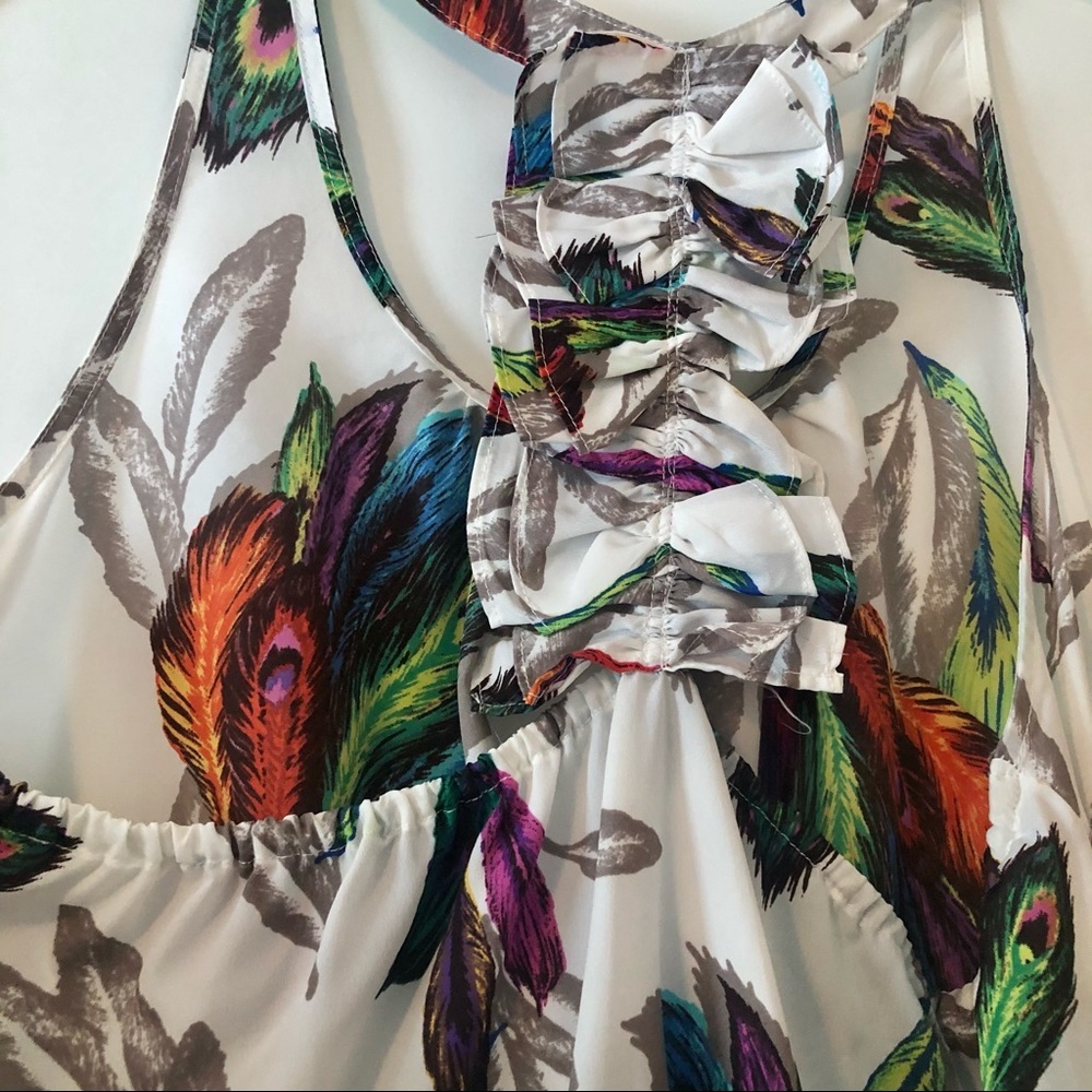 L Racer back, feather print, tank top - Picture 4 of 5